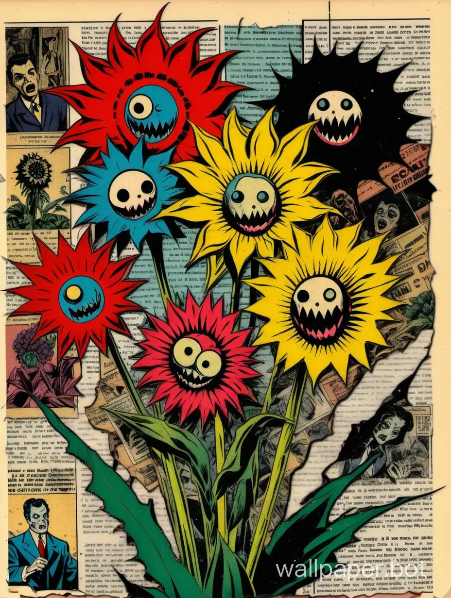 Vintage-Comic-Book-Horror-Bouquet-Surreal-Torn-Collage-Art