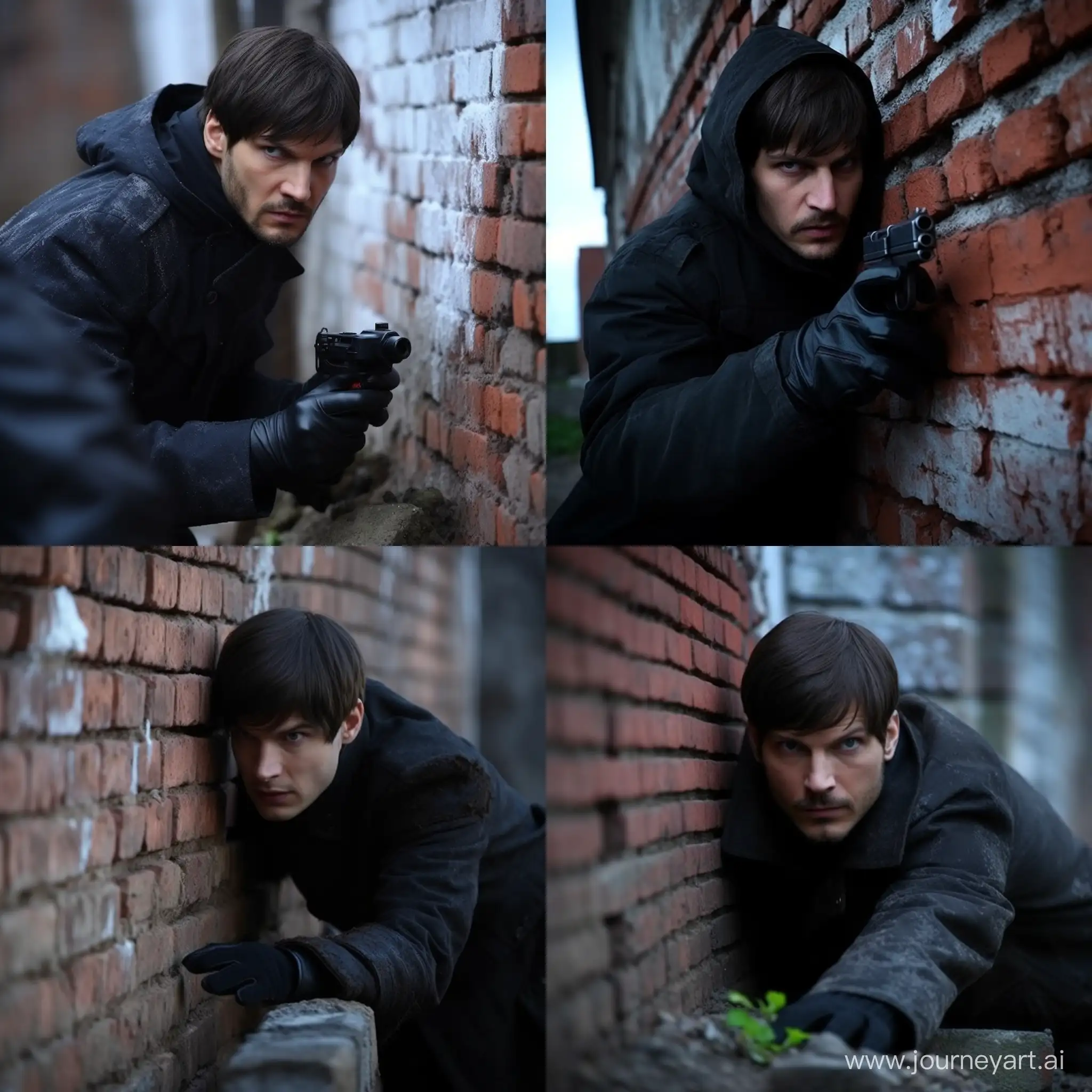 Ashton-Kutcher-Russian-Bandit-Intense-BloodStained-Action-Against-a-Brick-Wall