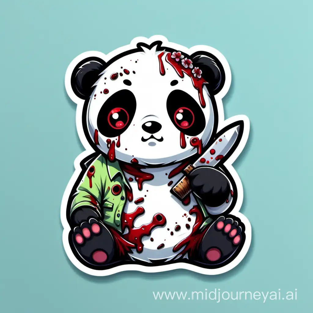 Adorable Panda Sticker with a Zombie Twist