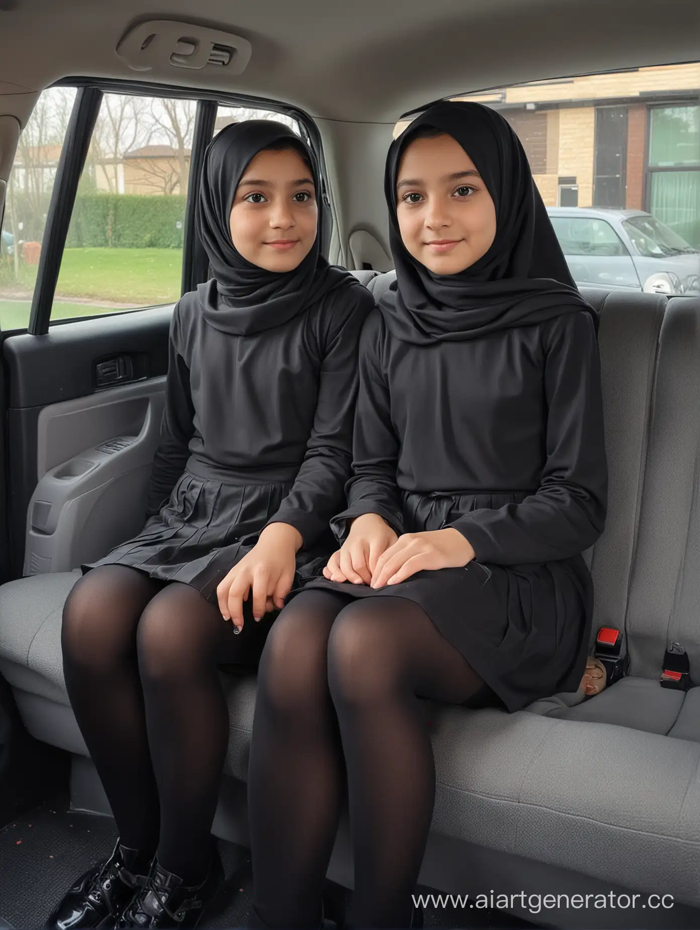 Two-Young-Girls-in-Hijabs-Sitting-in-Car-Seats