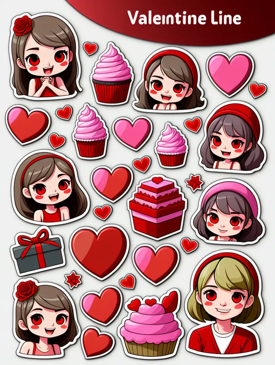 Festive Valentines Day Holiday Party Stickers Line