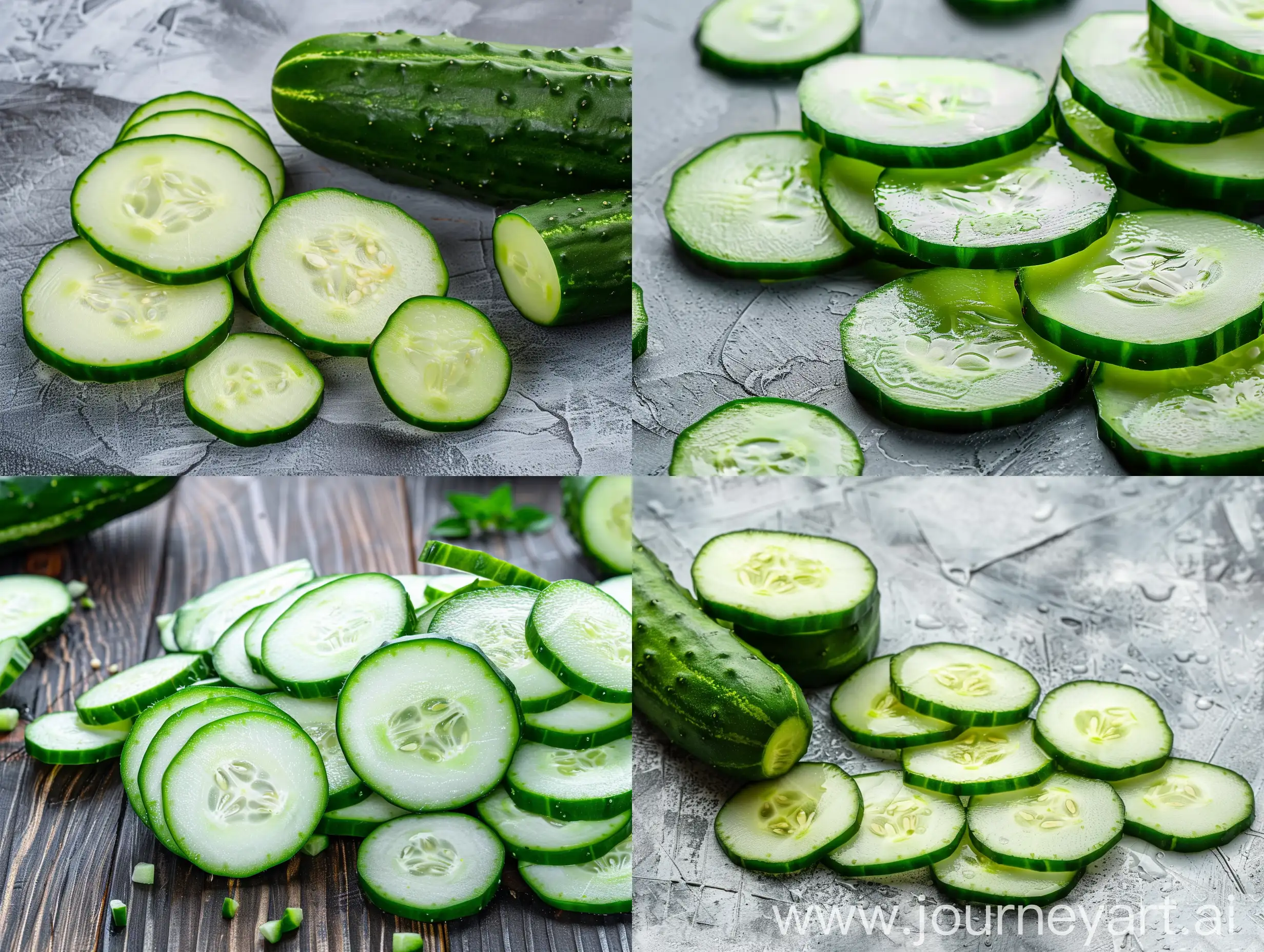 Real photo with natural light of some sliced cucumbers