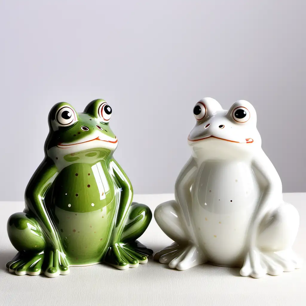 European and American Style Frog Ceramic Figurine on Translucent White Background