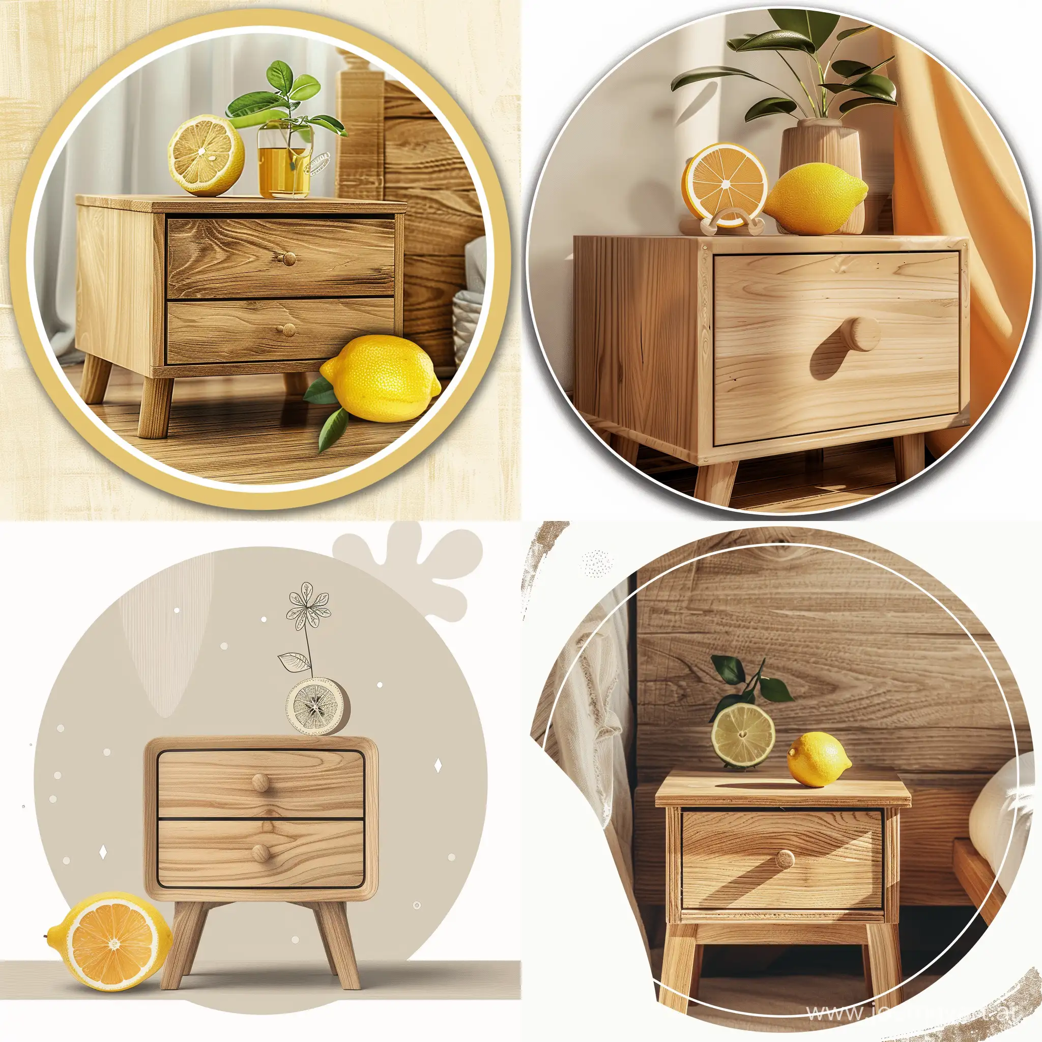 Rustic-Wooden-Bedside-Table-and-Lemon-Logo-for-Furniture-Store