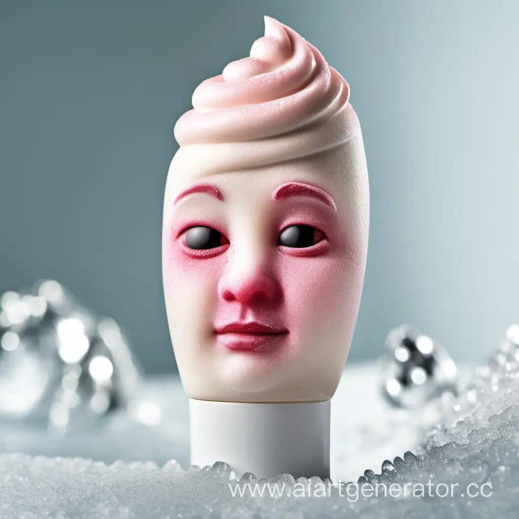 человекоорбразный тюбик крема с румяными щечками на морозе