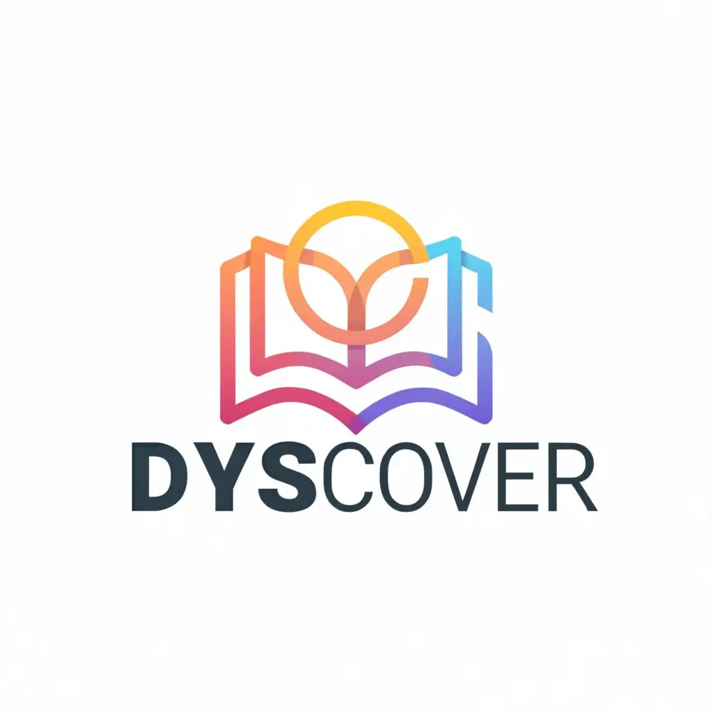 a logo design,with the text "DysCover", main symbol:book, magnifying glass,Minimalistic,be used in Education industry,clear background