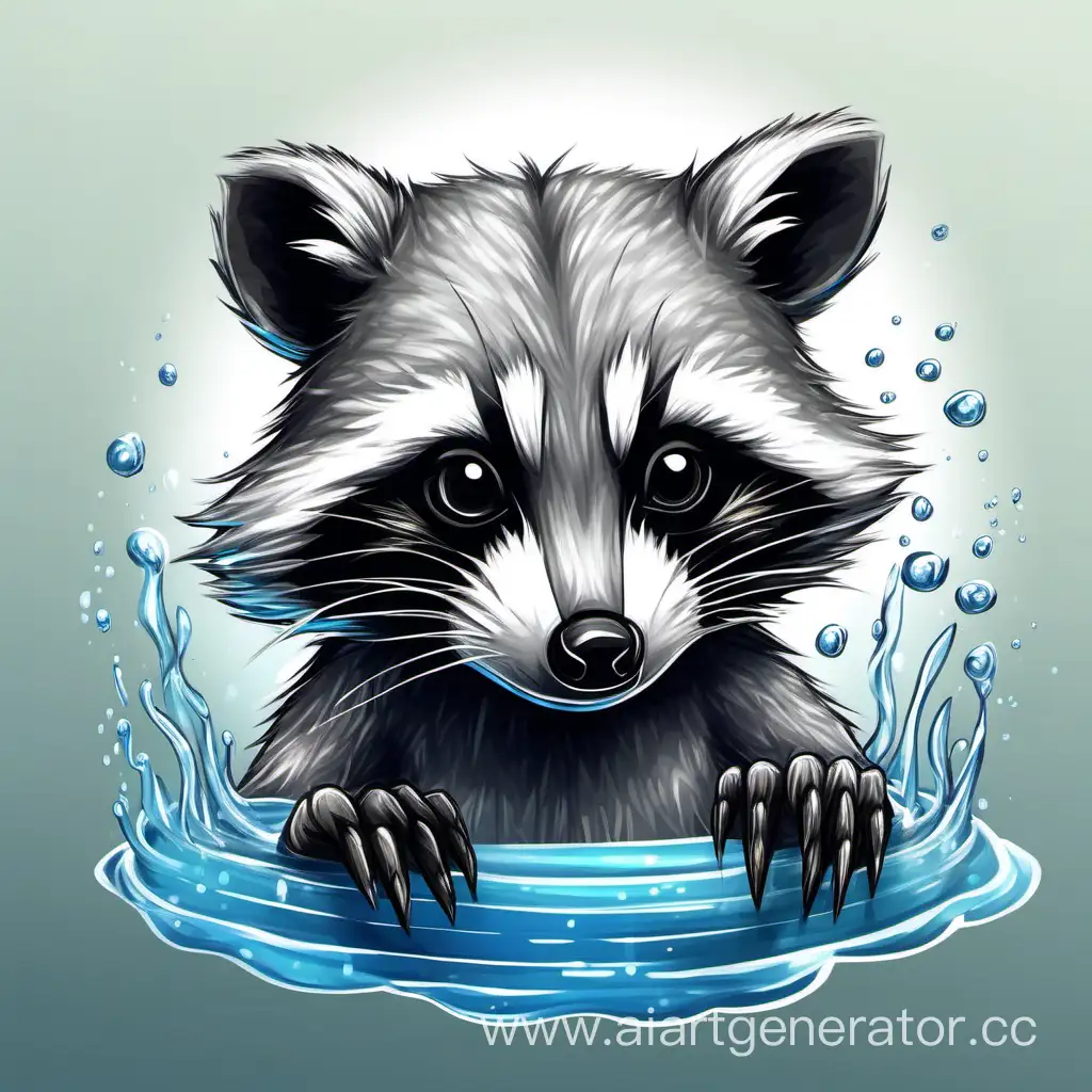 Draw a water raccoon consisting of water