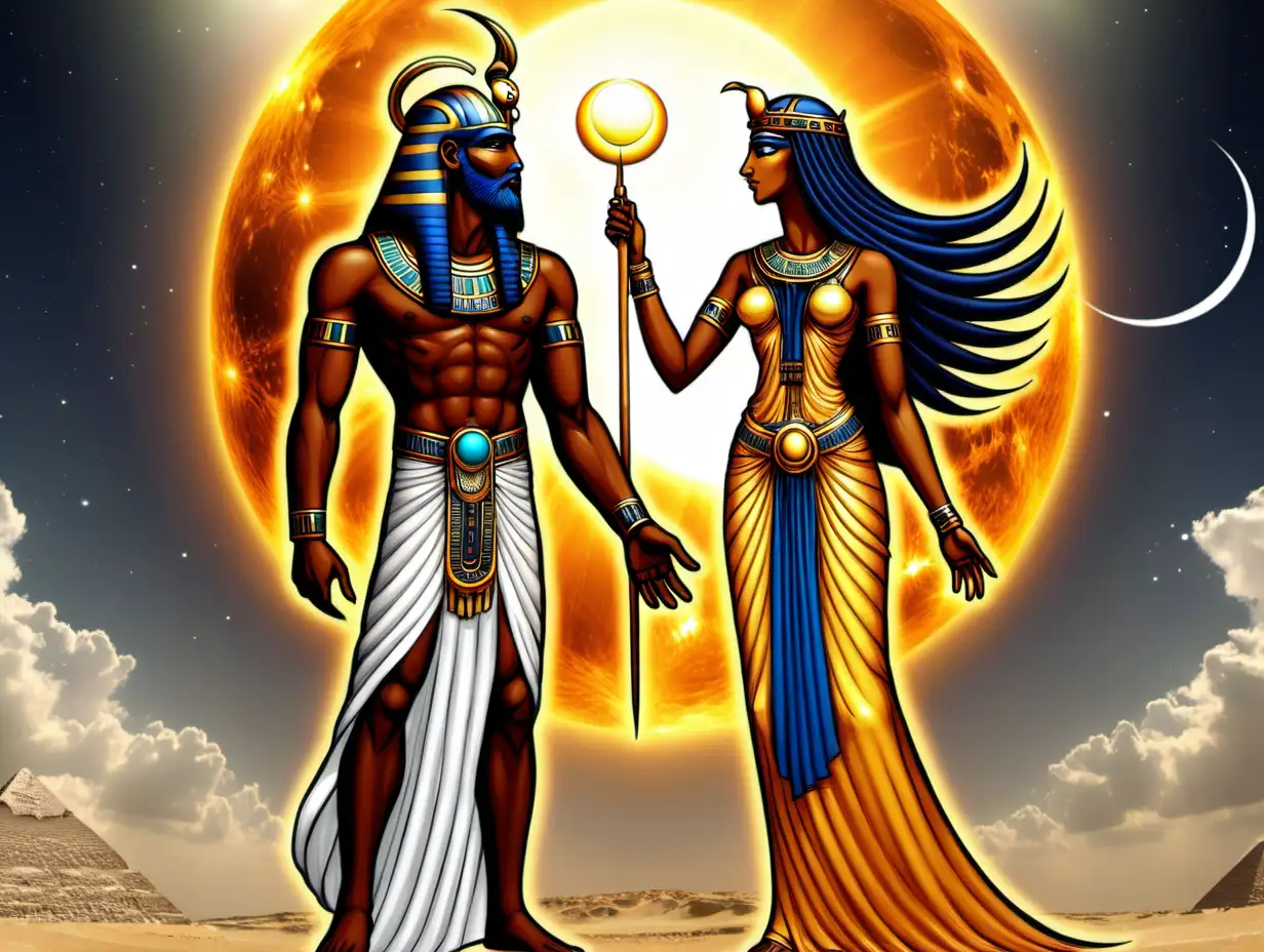 Mystical Encounter Ra the Sun God and Isis the Moon Goddess