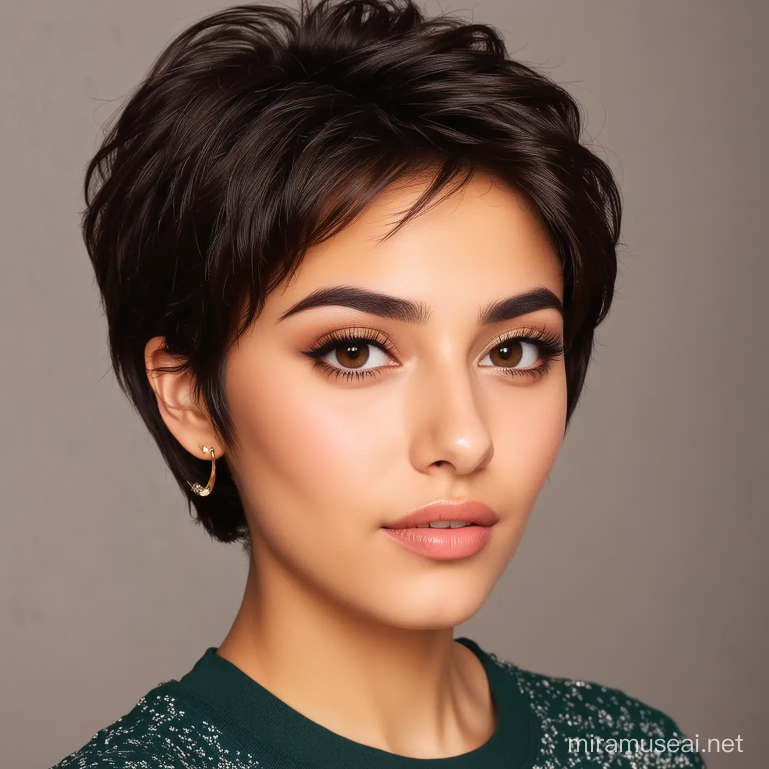 Portrait of a Stylish 20YearOld Arab Woman with Short Hair