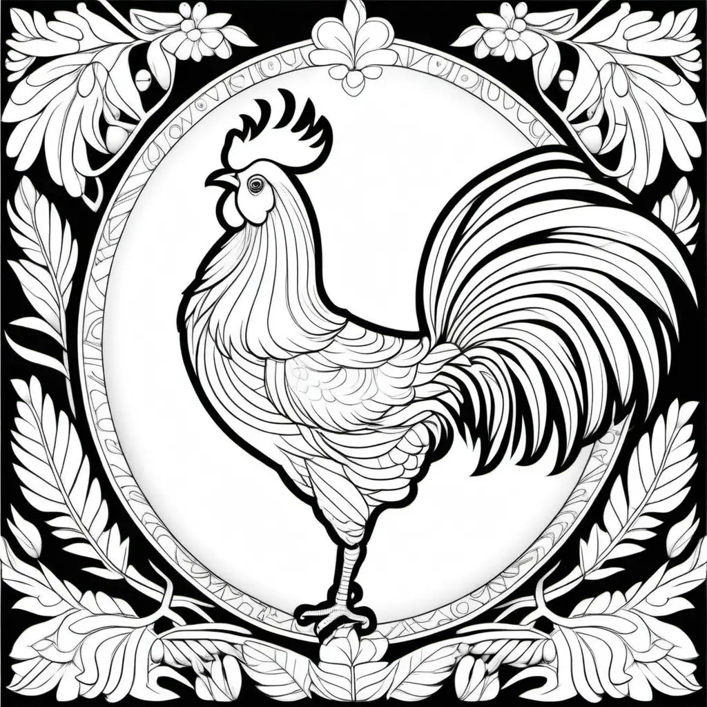  coloring page with white cock
