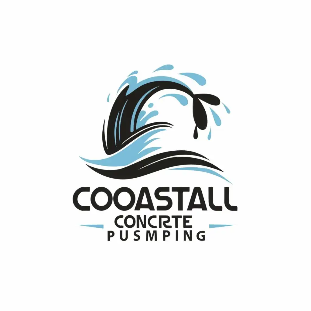 logo, Wave, with the text "Coastal Concrete Pumping", typography, be used in Construction industry