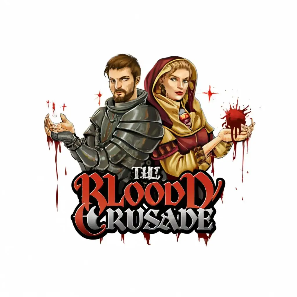 a logo design,with the text "The Bloody Crusade", main symbol:Couple with bloody narys,Moderate,be used in Travel industry,clear background