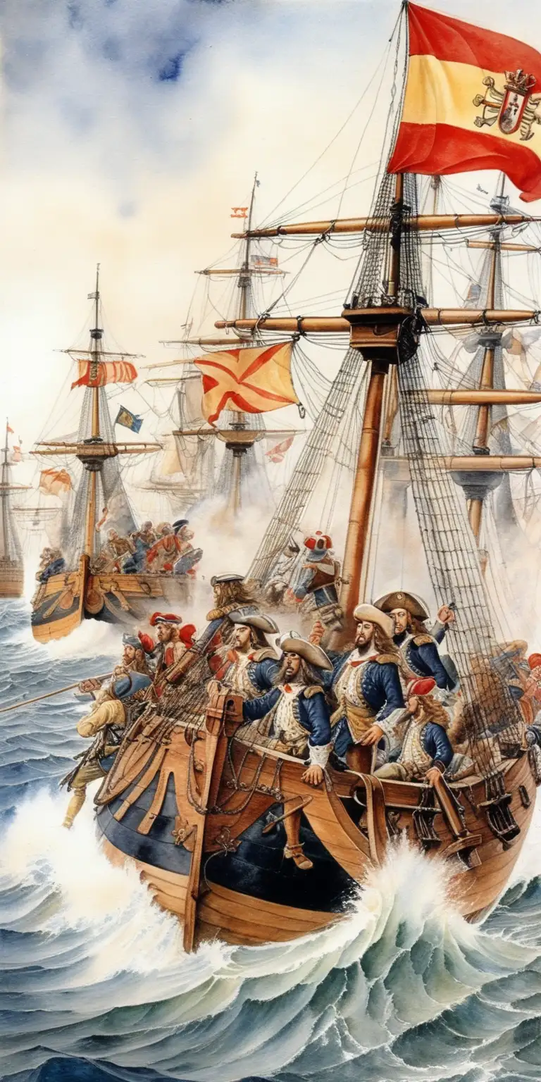 Combate naval siglo xvii, España contra Ingleterra,, Milo Manara, acurela