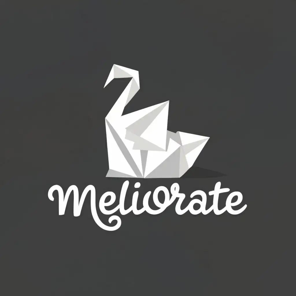 logo, Paper Swan, with the text "Meliorate", typography