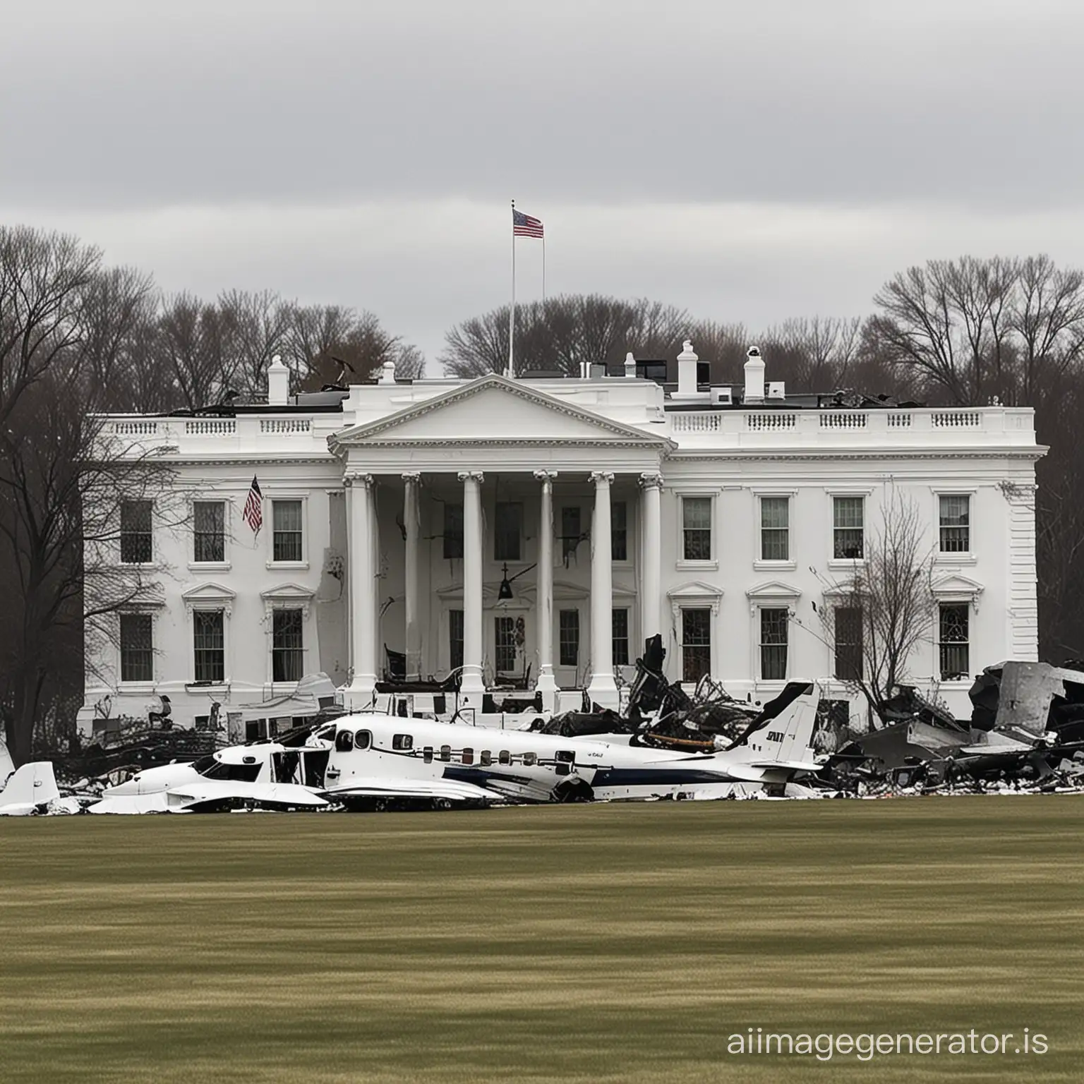 Aerial-View-of-White-House-Amidst-Plane-Crash-in-the-USA