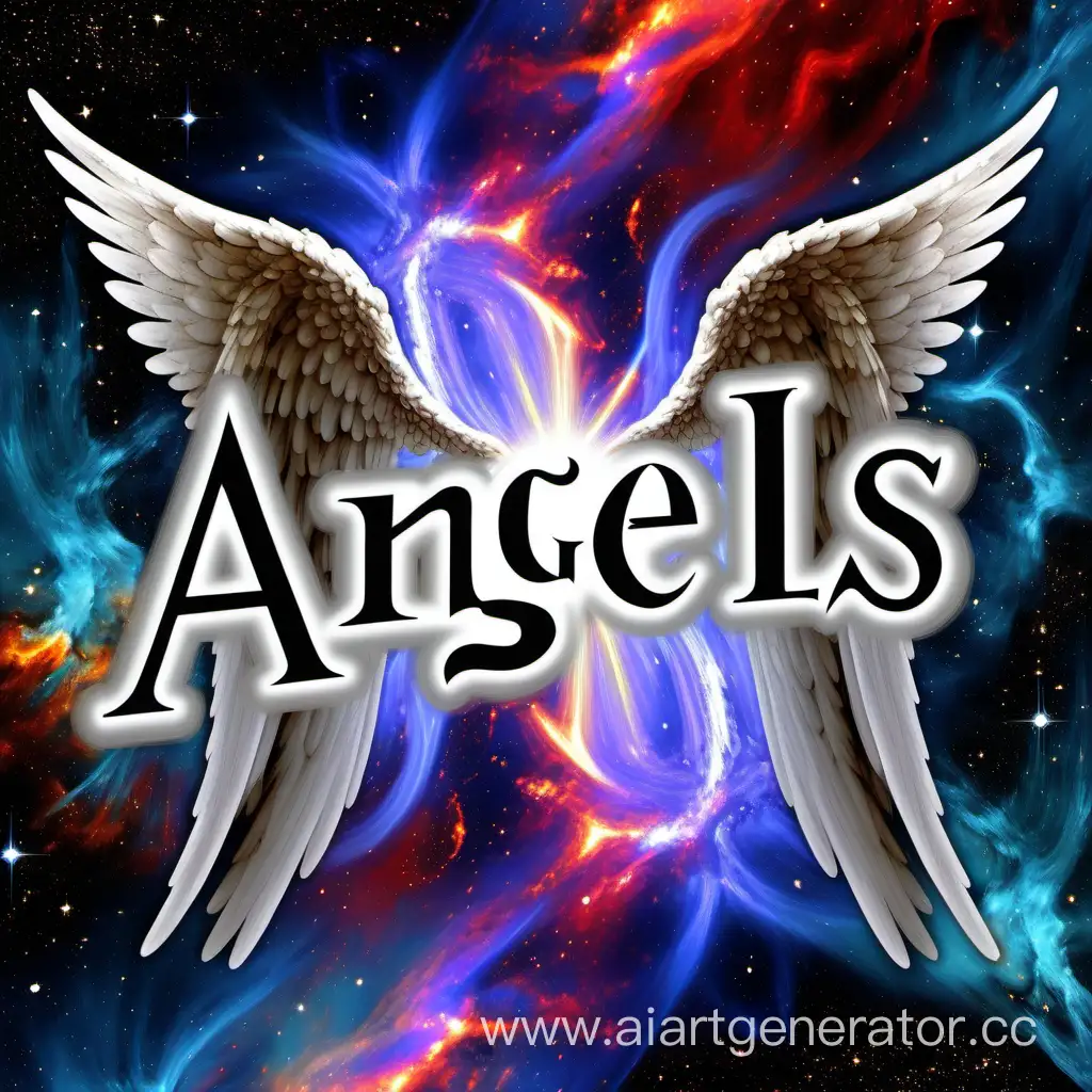 Picture of ANGELS with Space Nebula Abstract Stars Galaxy with the text in centre - "ANGELS"
