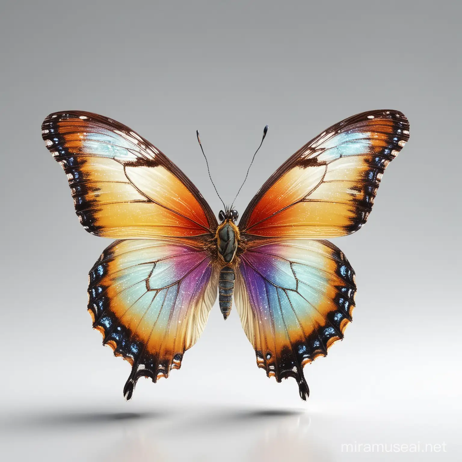 Vibrant Magic Butterfly in High Definition on White Background