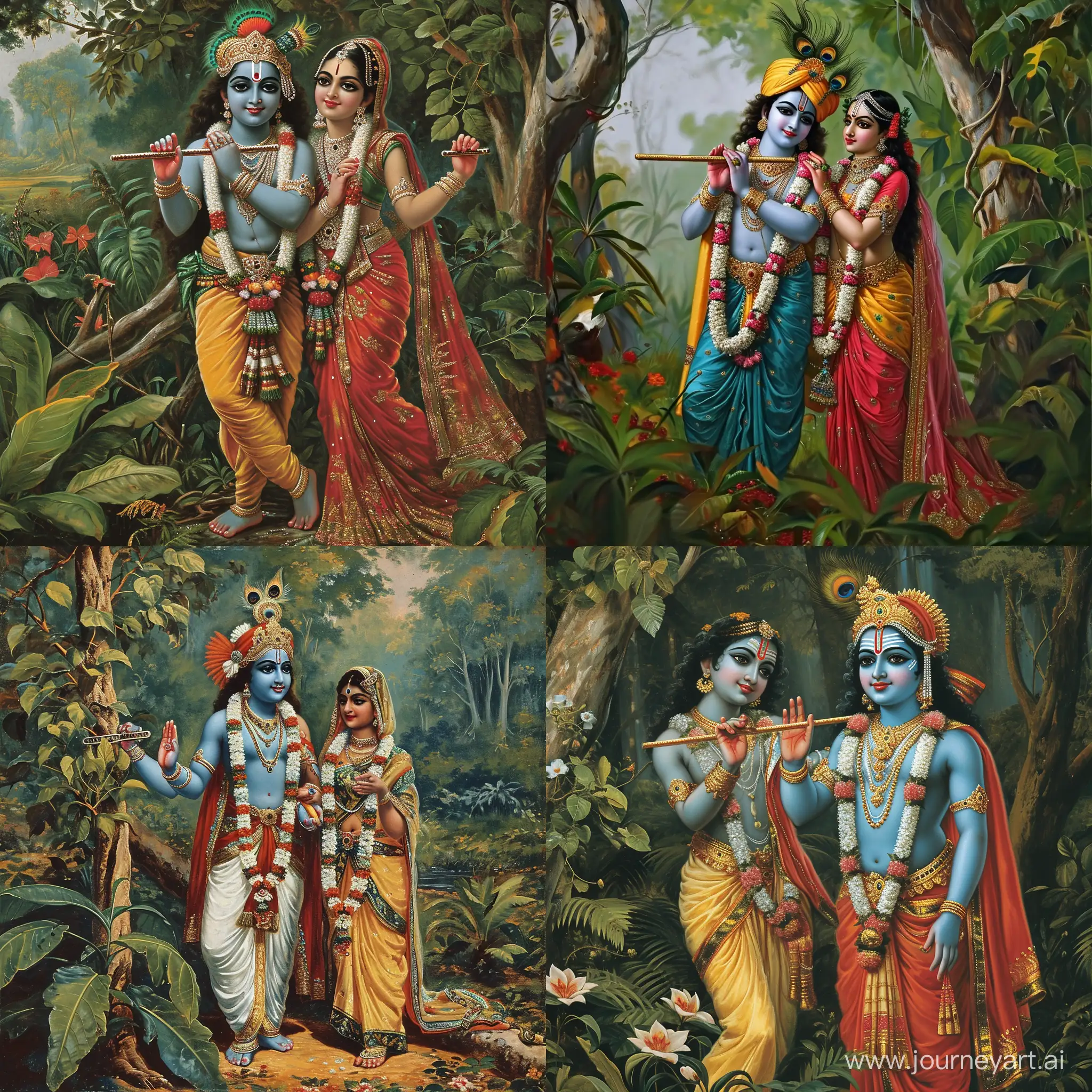 Lord-Krishna-and-Radha-by-the-Jungle