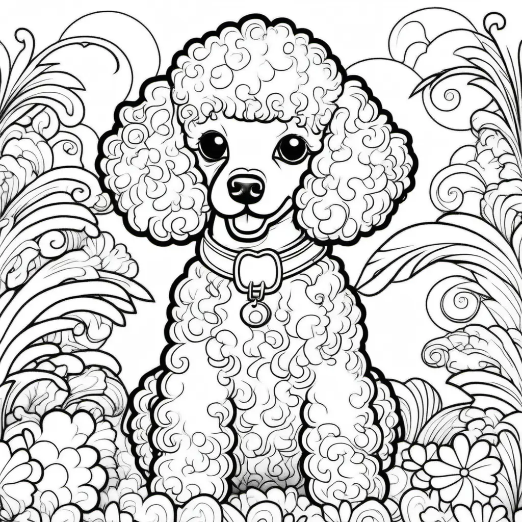 French Poodle coloring book