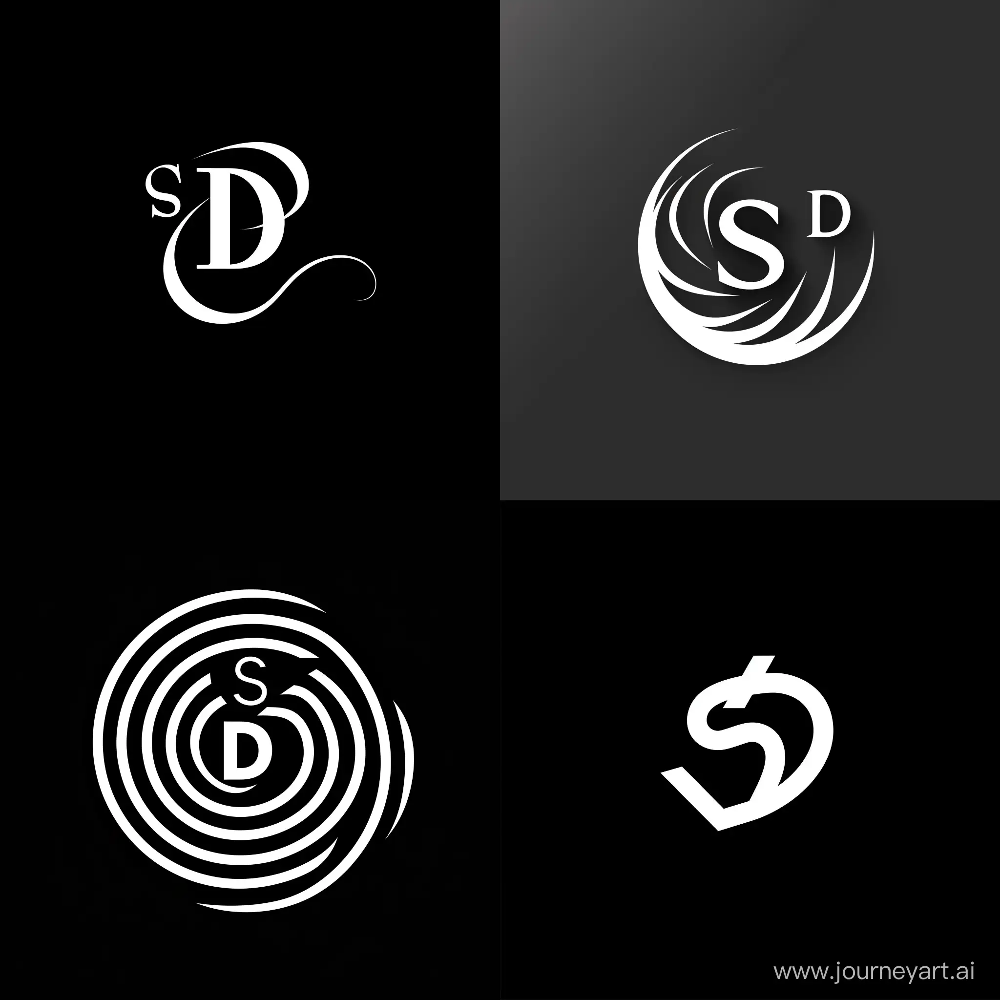 Imagine a brand logo using S and D which focuses on motivation and selfdevelopment with the color of black and white