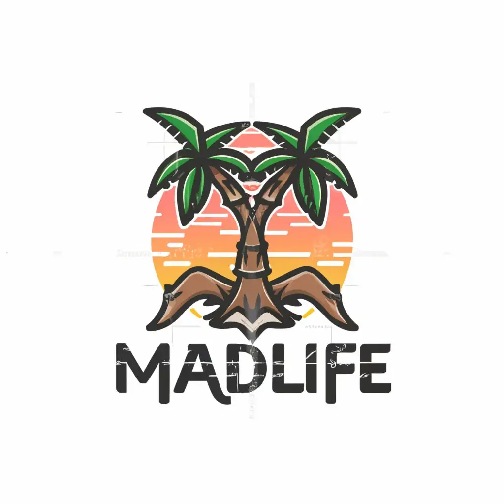 a logo design,with the text "MadLife", main symbol:Palm,Moderate,clear background