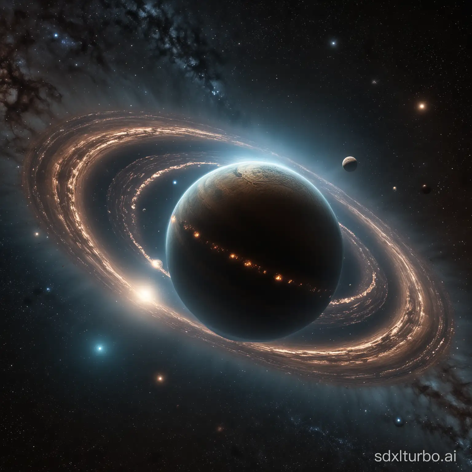 Gas-Planet-with-Rings-Moons-and-Starfield-Detailed-Cosmic-Scene