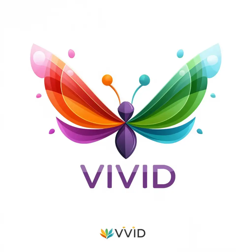 a logo design,with the text "Vivid", main symbol:Create a colorful and captivating mobile app icon for "Vivid," a platform for personal transformation and inner exploration. Incorporate elements like a butterfly or flower, symbolizing growth, renewal, and the beauty of transformation.

Ensure the icon stands out with vibrant colors that evoke a sense of vitality and positivity. The design should be eye-catching and creative, capturing the essence of the app's mission to guide and support users on their journey towards personal growth.

The icon should be easily recognizable and memorable, inviting users to engage with the app for their own journey of self-discovery and transformation.,Moderate,be used in Finance industry,clear background