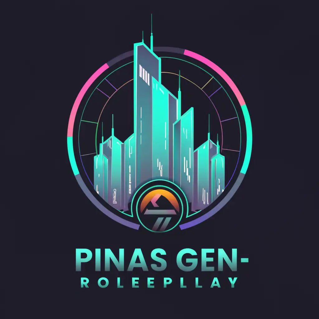 a logo design,with the text "pinas gen-z roleplay", main symbol:Create a Logo for Fivem Server with city skyline,complex,be used in Technology industry,clear background
