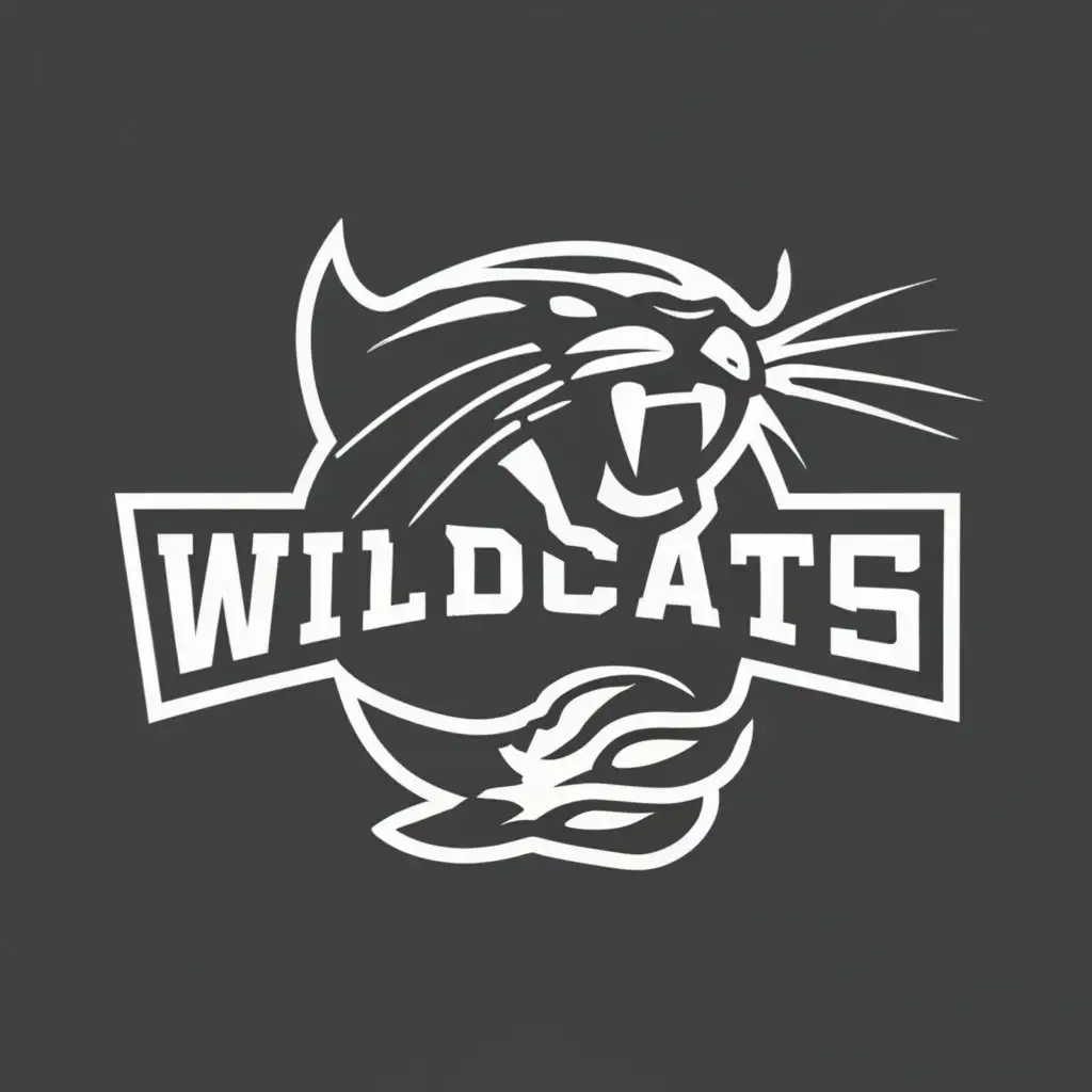 logo, Create a basketball team logo with a black and white color scheme featuring only the word "WILDCATS." Incorporate a claw as a standalone icon, emphasizing typography. Replace the letter "W" with a scratches icon, maintaining a sleek and aggressive design. The final logo should seamlessly represent the essence of the basketball team., with the text "WILDCAT", typography, be used in Sports Fitness industry
