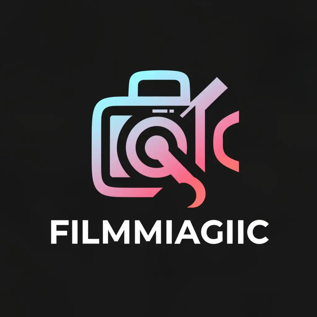 a logo design,with the text "FilmMagic", main symbol:Camera, Film editing stick,Moderate,be used in Entertainment industry,clear background