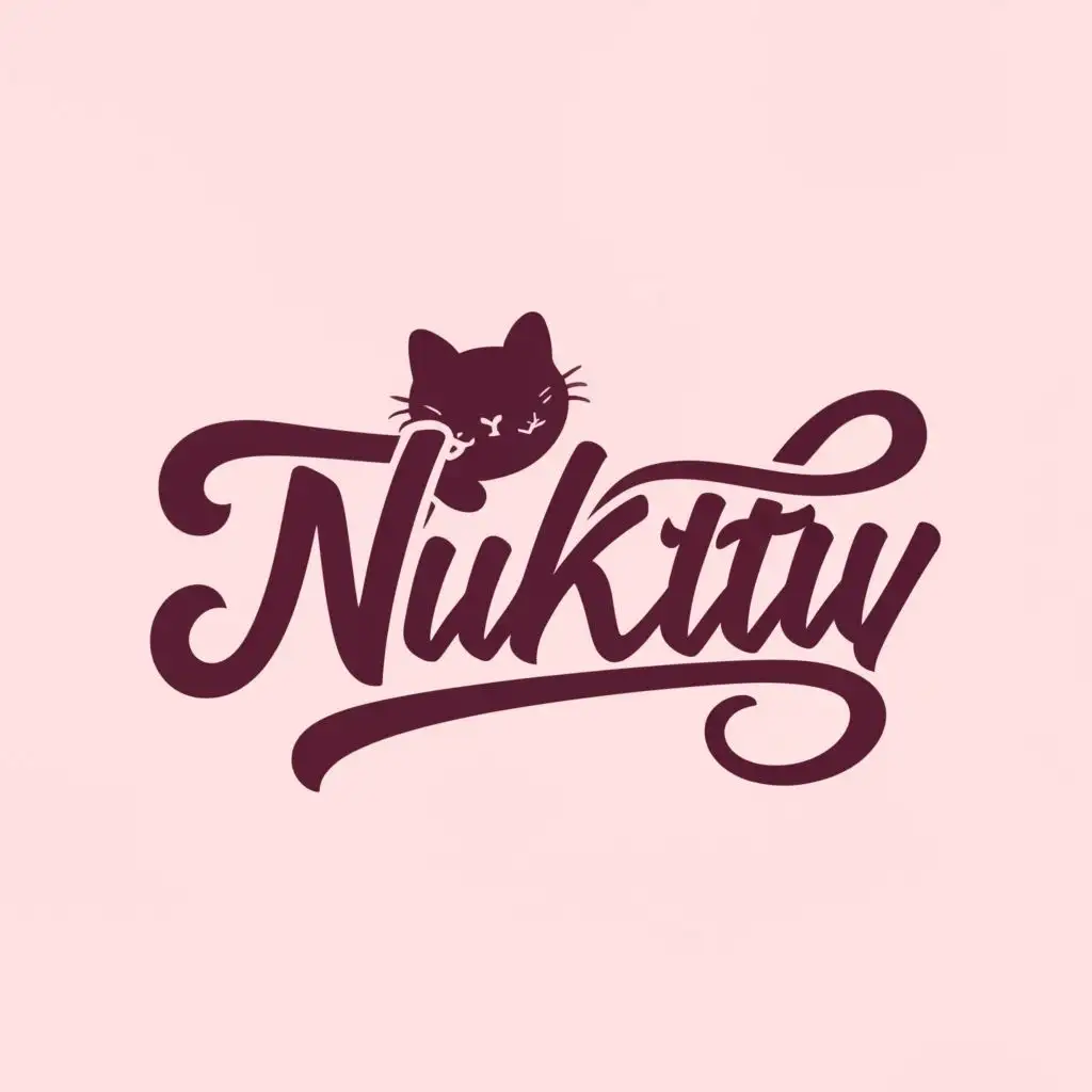 a logo design,with the text "NuKitty", main symbol:feeminnine fluffy car walking,complex,be used in Beauty Spa industry,clear background