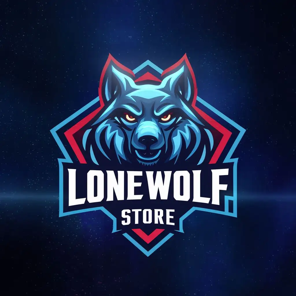 logo, Wolf, e sport, gaming, with the text "lonewolf Store", typography
