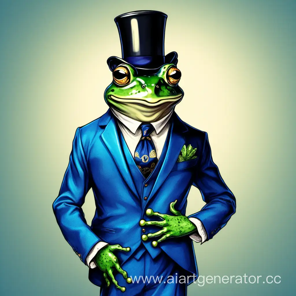 Elegant-Anthropomorphic-Prince-Frog-in-a-Dapper-Blue-Suit