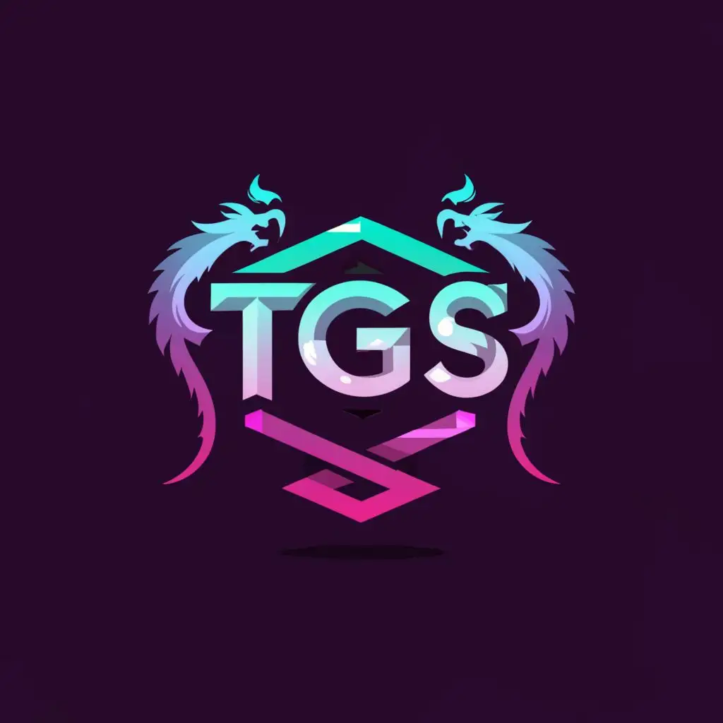 a logo design,with the text "TGS", main symbol:computer with MMORPG video game displayed, black, purple, teal, silver, dragon theme, circular shape,Moderate,be used in Technology industry,clear background