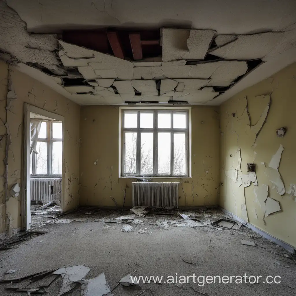 заброшка думер сломанная голые стены комната сталинка без окон


