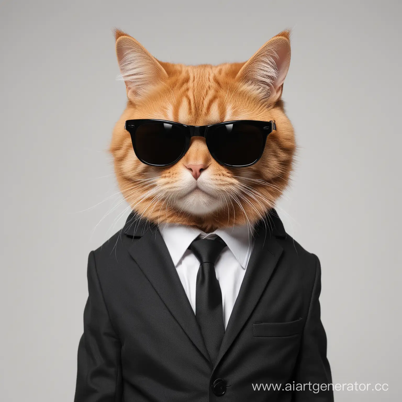 Stylish-Red-Cat-in-Business-Attire-and-Sunglasses-Against-Clean-White-Background
