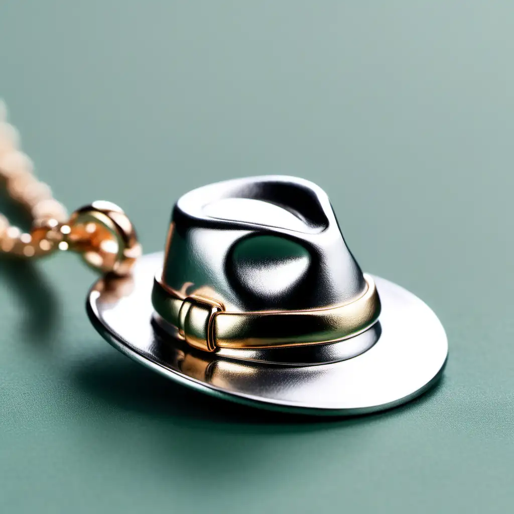 A metalic charm inspired by a fedora