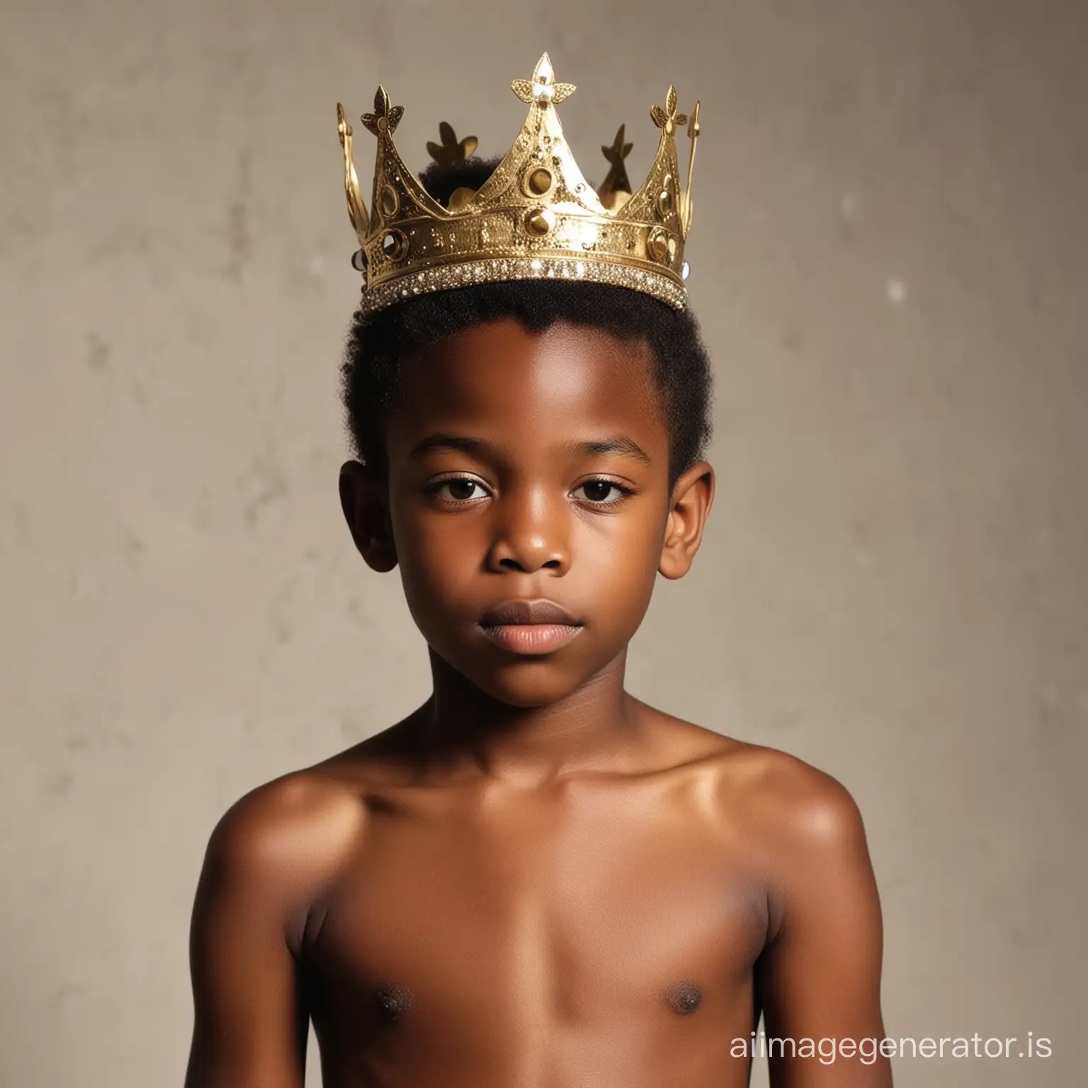 shirtless black boy with crown