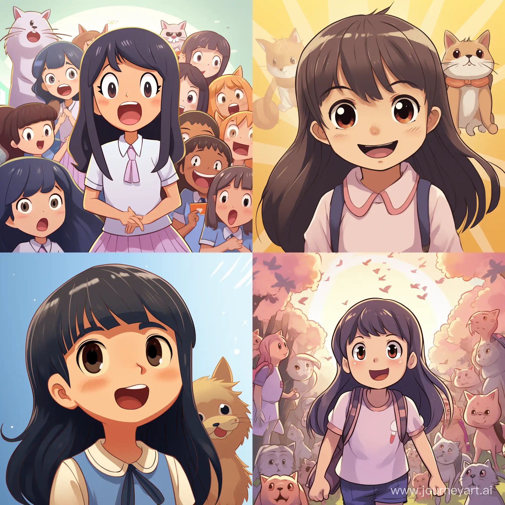Whimsical-Anime-Schoolgirls-Gathering-in-Azumanga-Daioh-Art