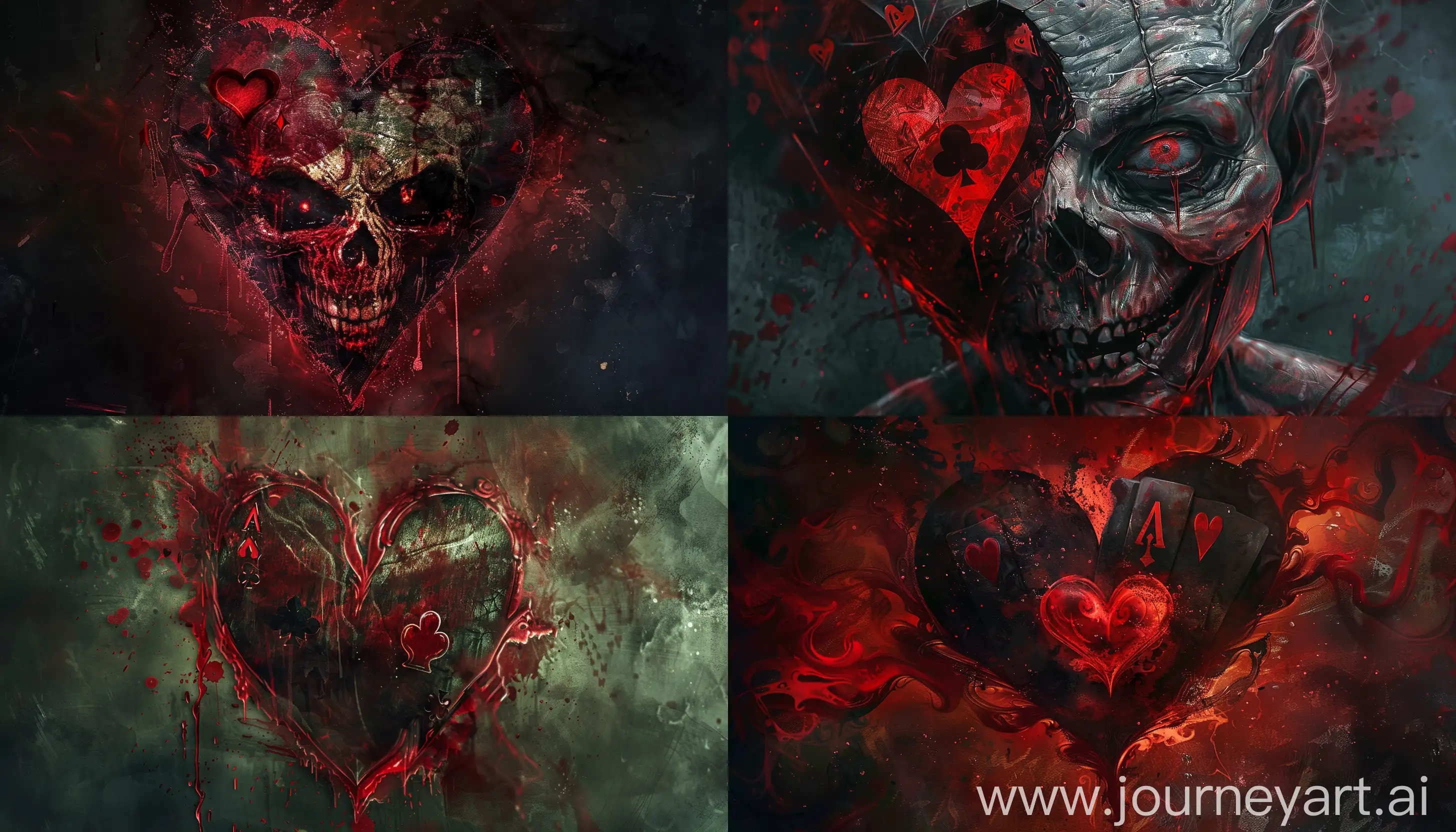 horror dark art Heart of Spades --ar 7:4