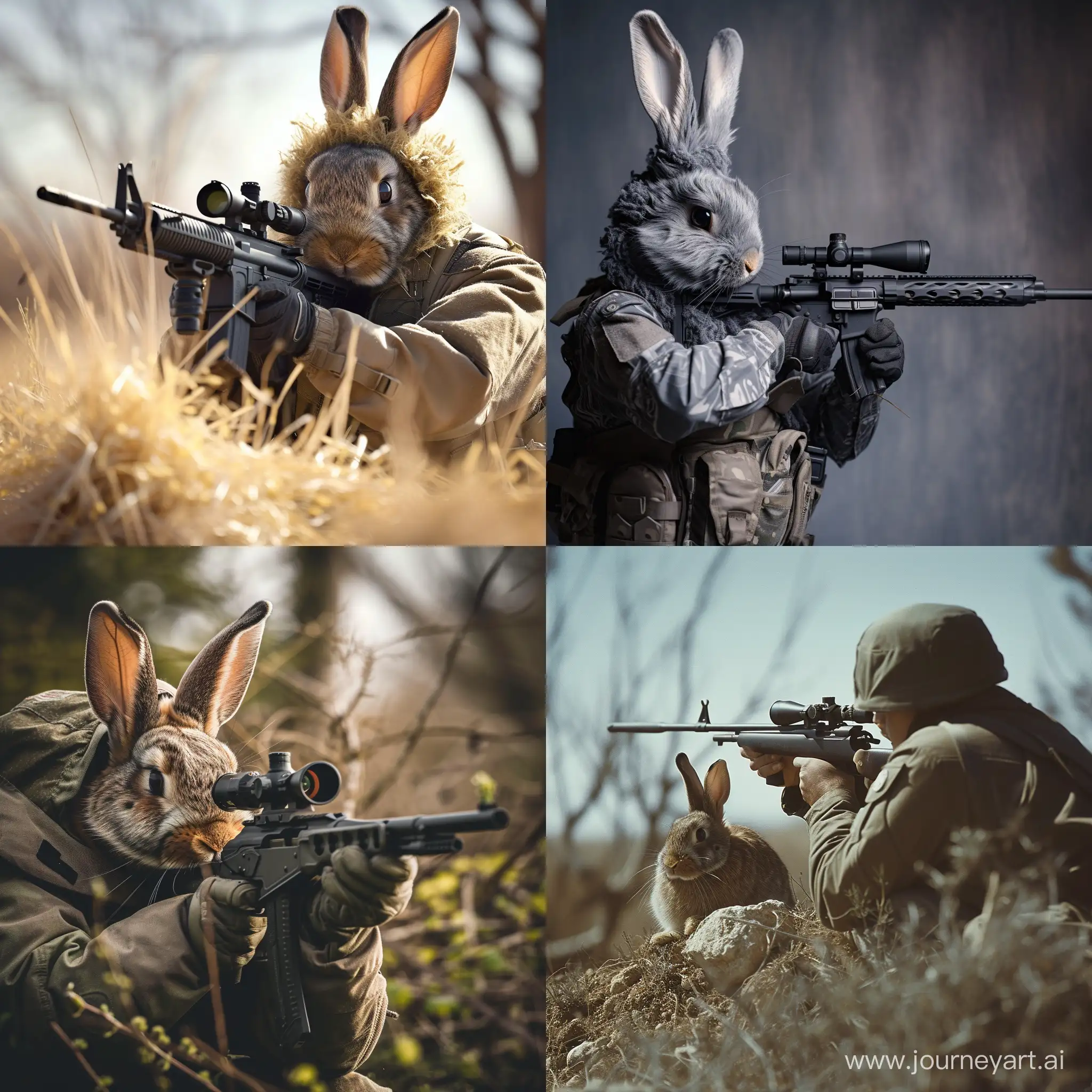 Bunny-Hunter-with-Rifle-in-Vivid-Artistic-Composition