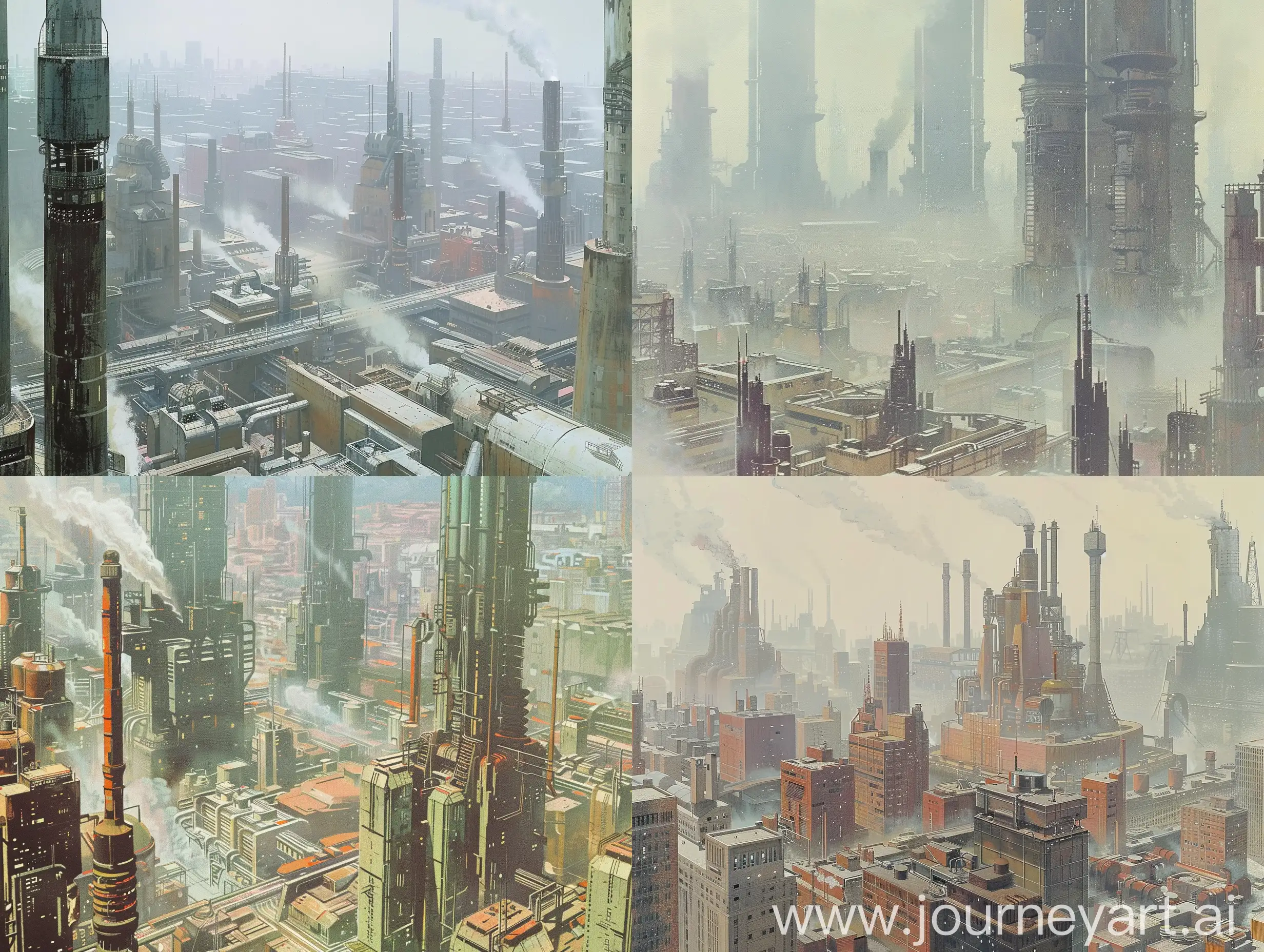 Futuristic-Hazy-Industrial-Cityscape-with-Tall-Buildings-and-Factories