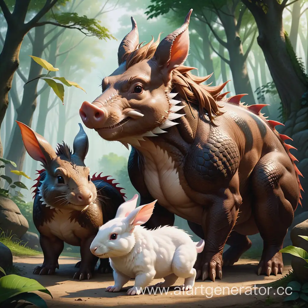 Adorable-Family-Portrait-Boar-Father-Rabbit-Mother-and-Dragon-Son