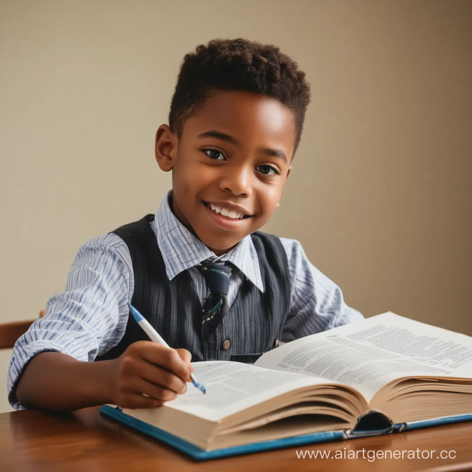 African-American-Boy-Engrossed-in-Textbook-Study