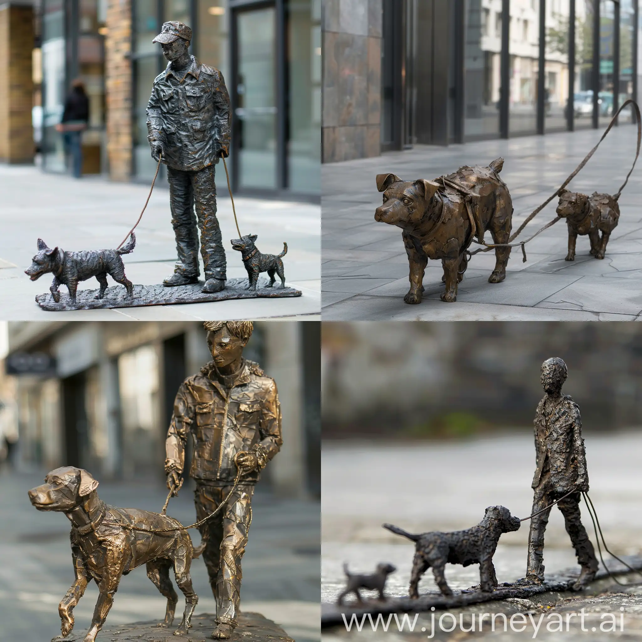 Cómo realizar una escultura urbana que represente el paseo de los perros