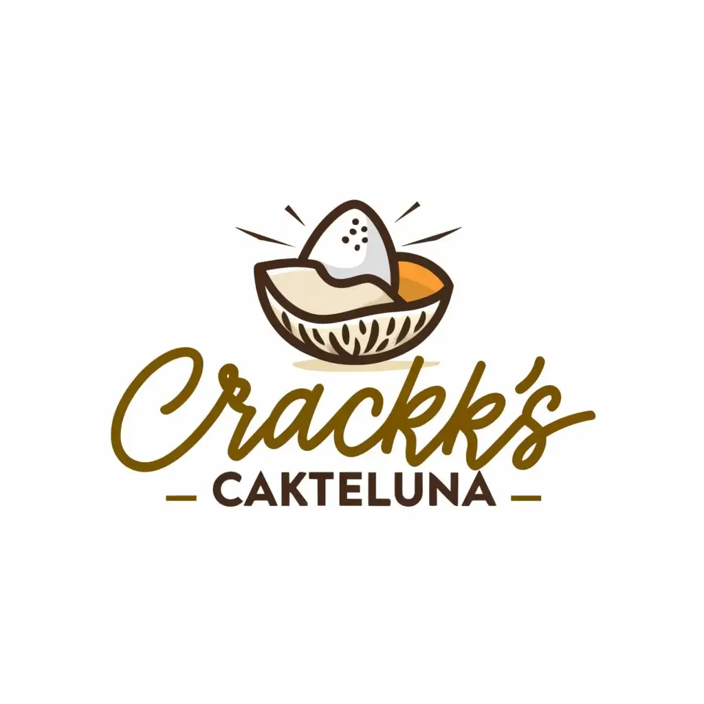 a logo design,with the text "crackers cakteluna", main symbol:Large egg shell with fish bones inside,Moderate,be used in Restaurant industry,clear background