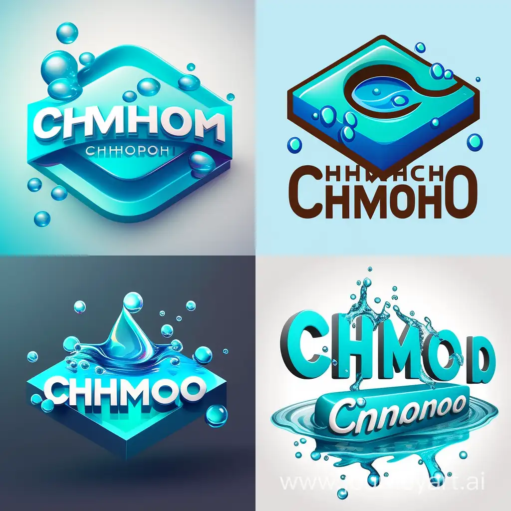 logo with name: "ChemoShop"; theme: pool, water, 3d