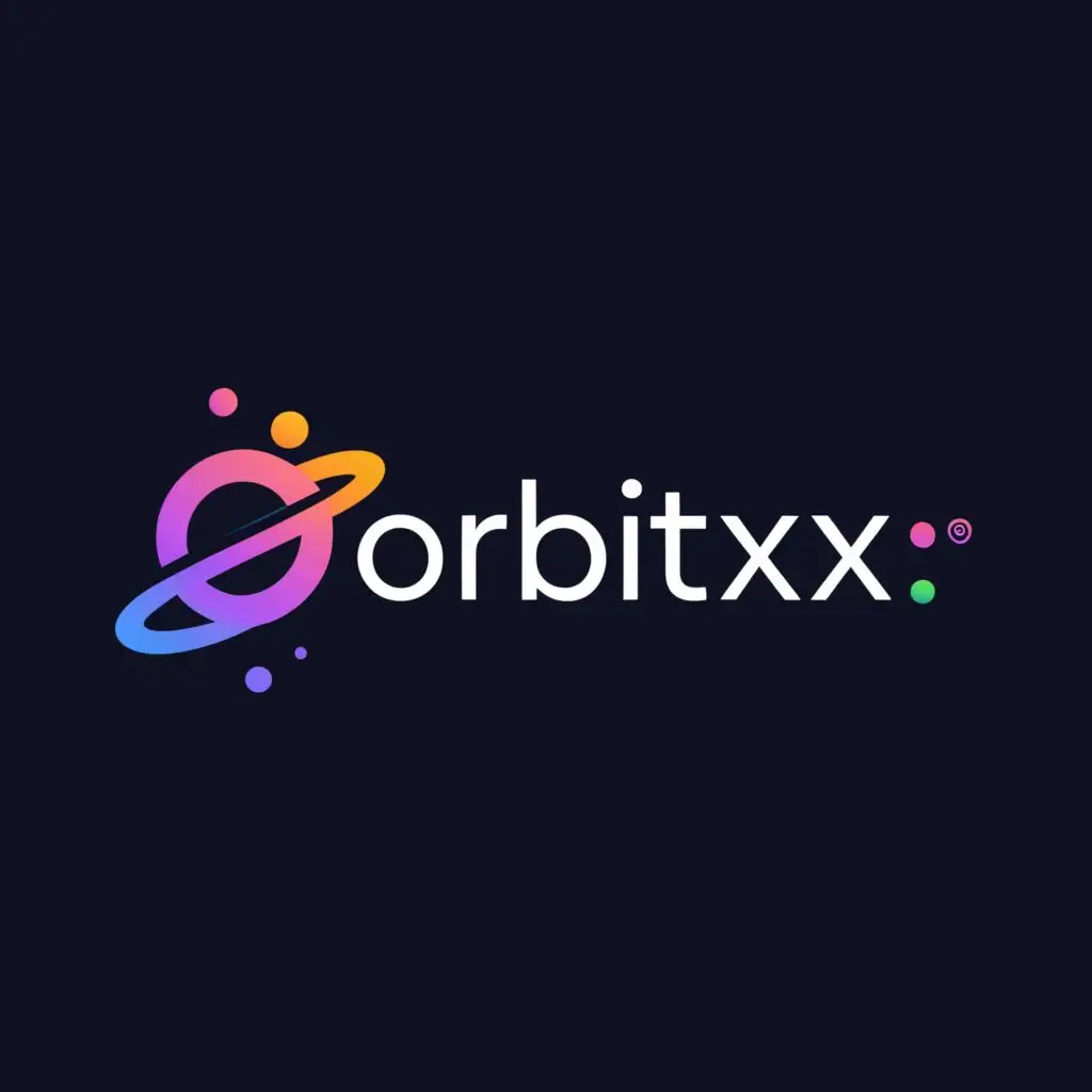 logo, ios app, a modern, minimalistic and sleek navy gradient text 'orbitixx' signifying a space comet, with the text "orbitixx", typography, be used in Internet industry