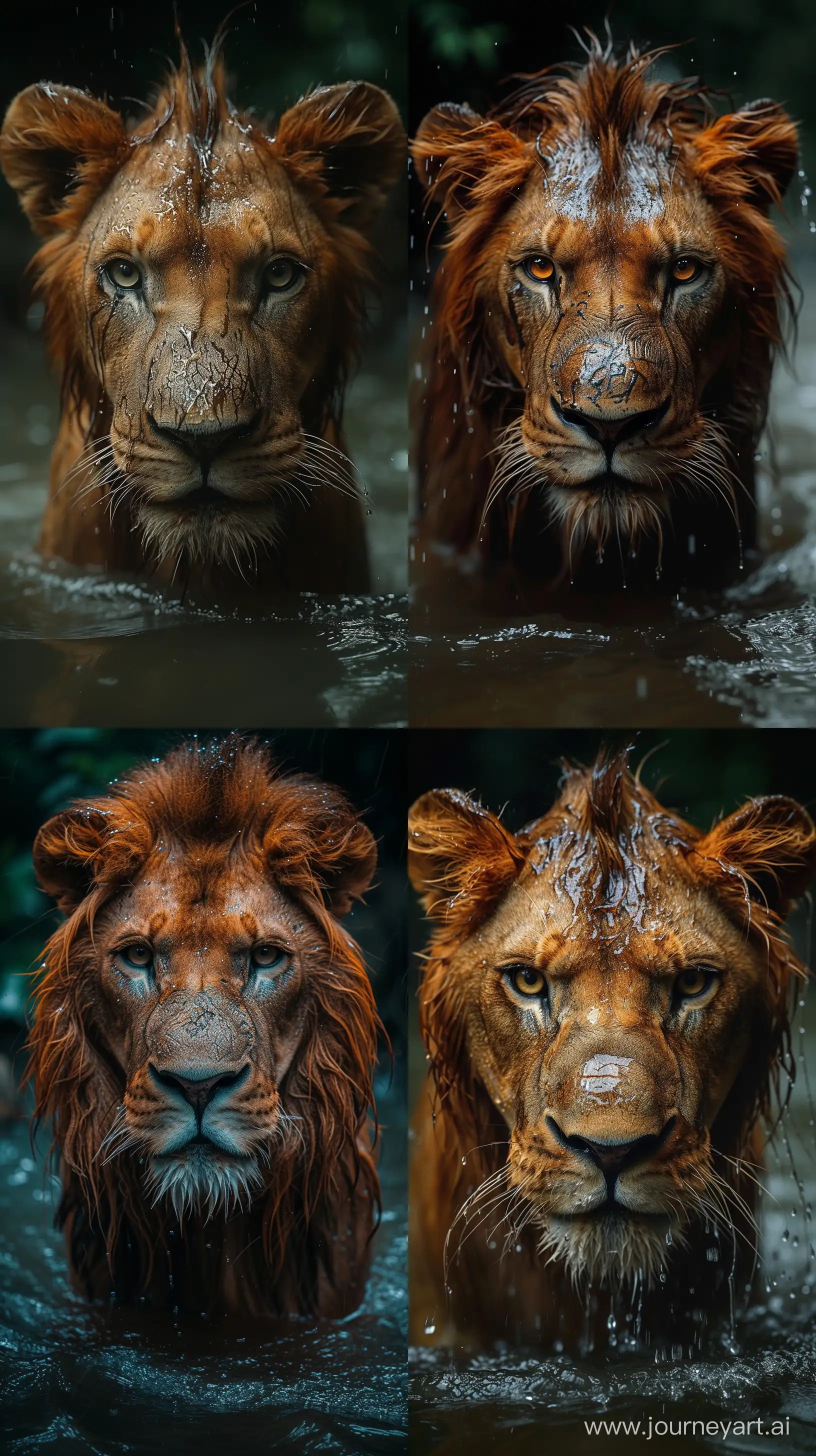 Surreal-Dystopian-Lion-Face-Submerged-in-Water