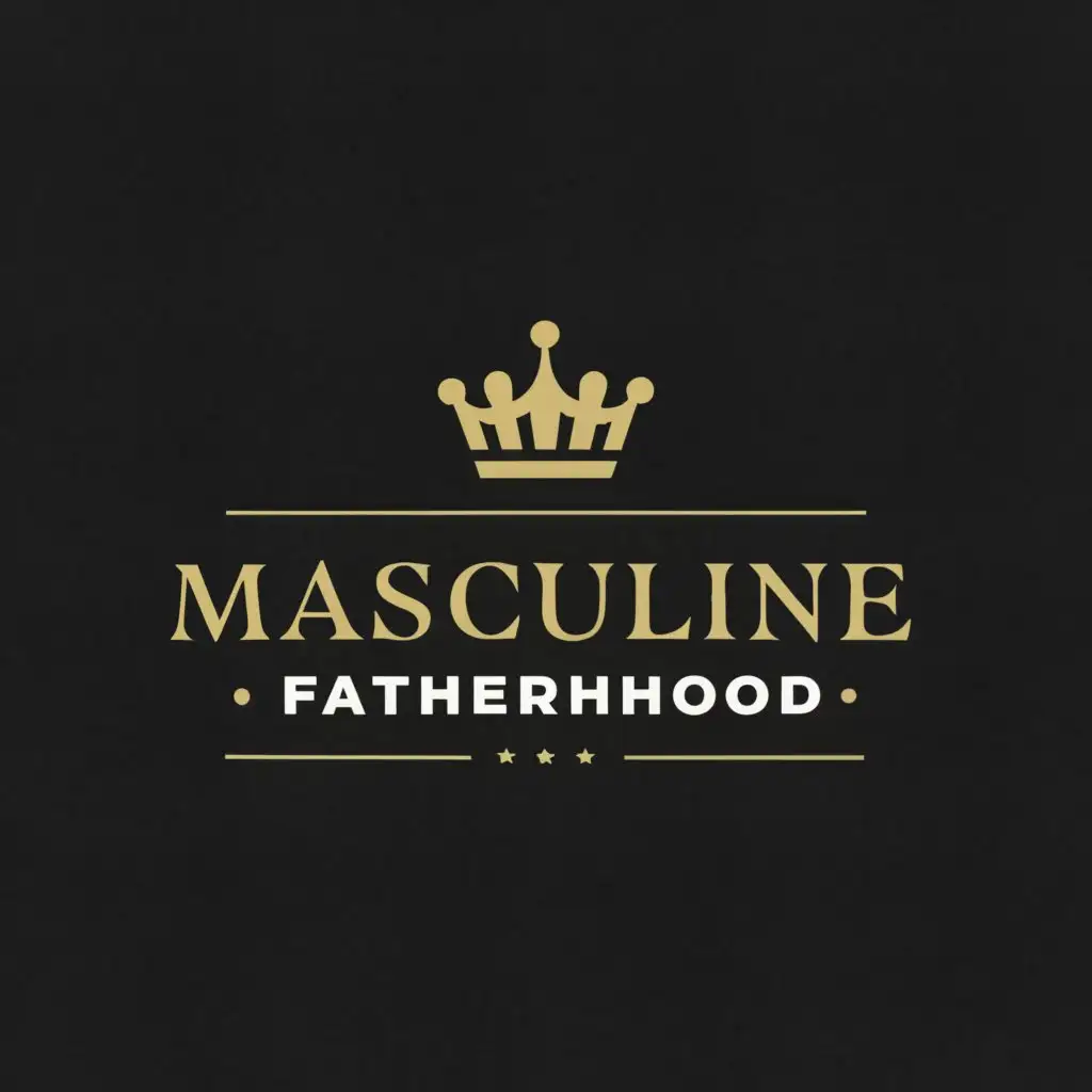 a logo design,with the text "Masculine Fatherhood", main symbol:A gold crown and black background,Minimalistic,clear background